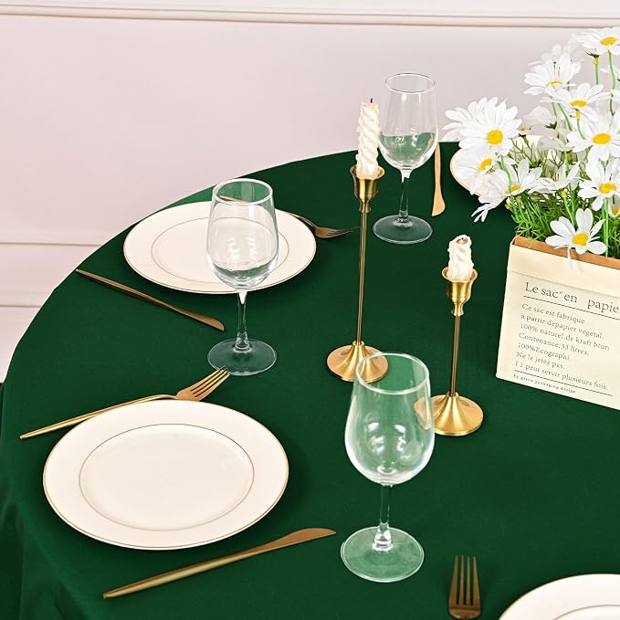 6 Pack Hunter Green Round Tablecloths, Diameter of 90 inch - Image 8