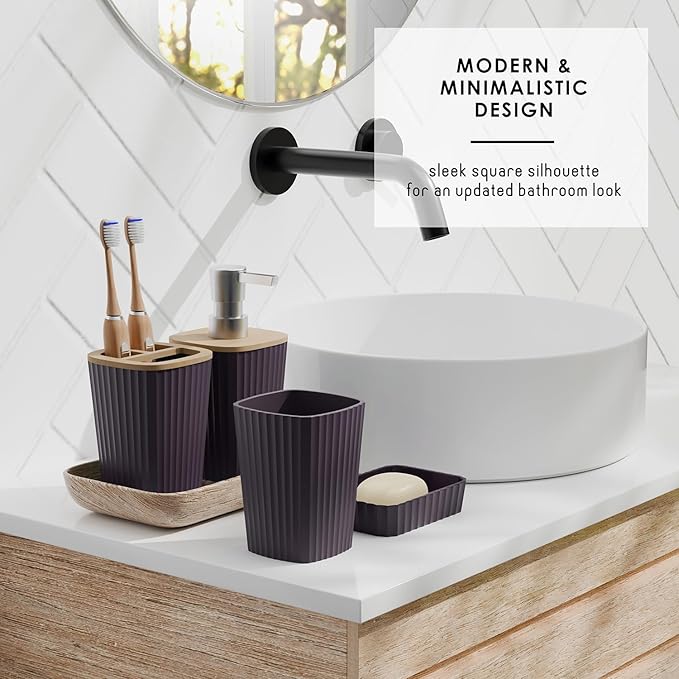 Clara Clark Purple Bathroom Set, Shower Curtain Set, Bathroom Accessory Set - Image 8