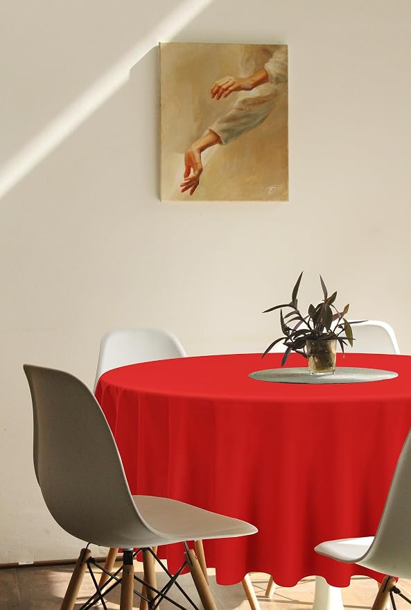 8 Pack Red Round Tablecloths, Diameter of 90 inch - Image 7