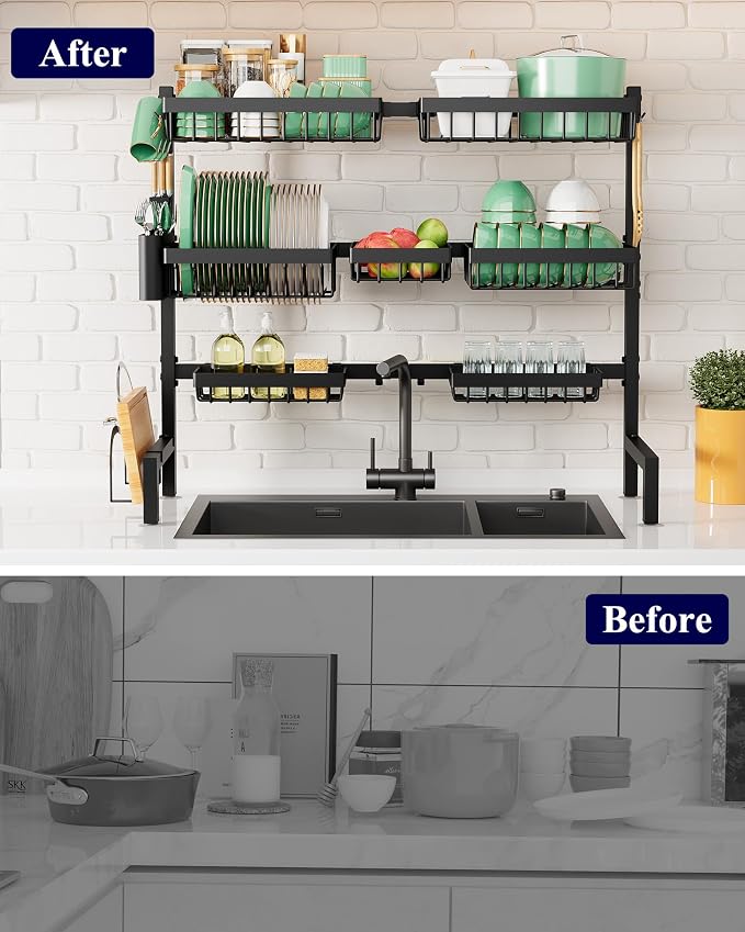 Kitsure Adjustable Over The Sink Dish Drying Rack, 31.5" -39.4" x 30.3" - Image 7