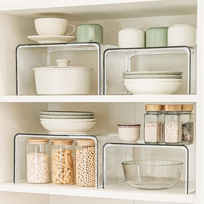 Bobomoment Clear Cabinet Organizer, Stackable Shelf Organizer Set of 4 - Image 9