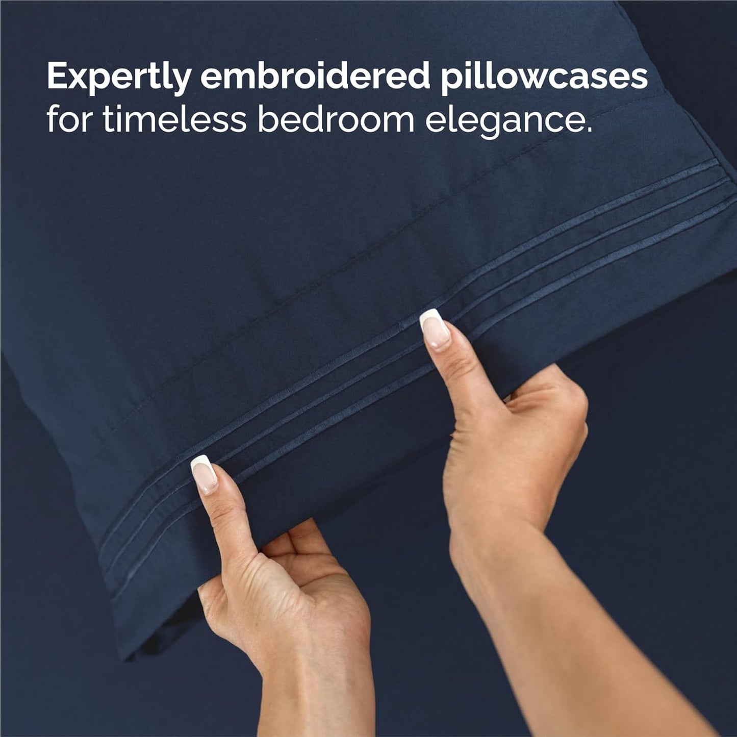 King Size 4 Piece Sheet Set - Comfy Breathable & Cooling Bed Sheets Set - Hotel Luxury Bedding for Women, Men, Kids, Teens, Boys & Girls - Deep Pockets, Ultra-Soft, Wrinkle Free - Oeko-Tex - Navy Blue