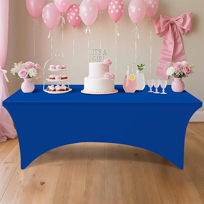 Smiry 2 Pack Spandex Table Cloth 4FT, Elastic Fitted Blue Tablecloth - Image 6