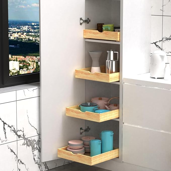 Pull Out Drawers for Kitchen Cabinets, Fully Assembled Wood Cabinet Pull Out Drawer, Pull Out Cabinet Organizer, Fast and Easy DIY Installation, 27”W x 21”D - Image 7