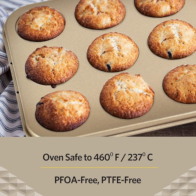 Glad Mini Muffin Pan Nonstick - Heavy Duty Metal Cupcake Tin with Small Baking Cups, Mini 12-Cup - Image 6