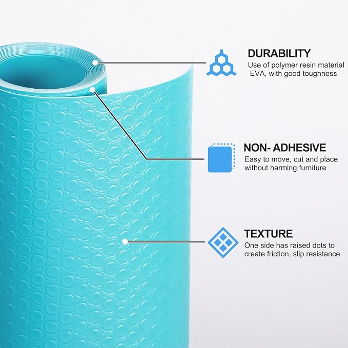 Bloss Blue Shelf Liner Non Adhesive Drawer Liners 12 x 236 inch BPA Free Waterproof Drawer Mat for Kitchen, Cabinets, Bathroom, Cupboard, Shelves - Image 7