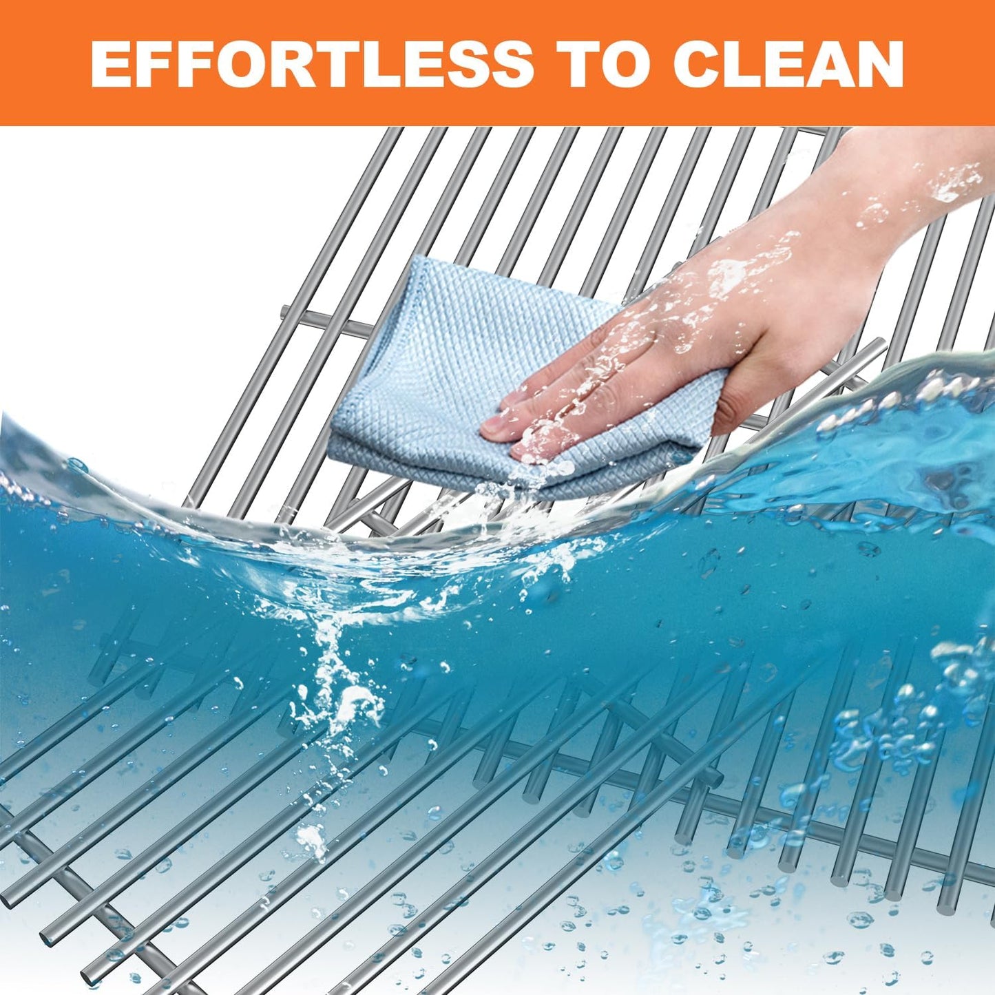 KEESHA Grill Grates for Weber Spirit 300 and GS4 Spirit II 300 Series, Spirit 700, Genesis Silver B & C, Solid Food Grade 304 Stainless Steel Cooking Grates