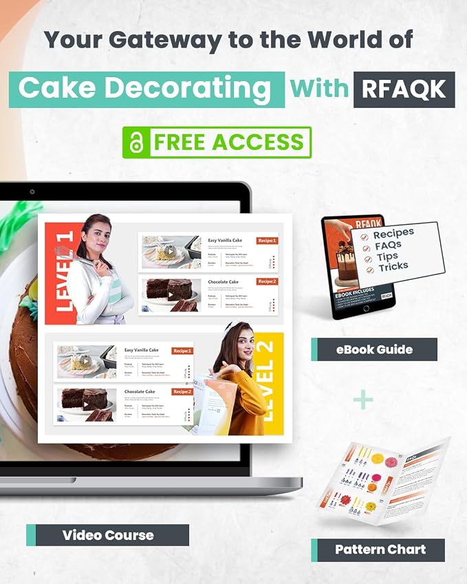 RFAQK 72PCs Cake Decorating Supplies Kit for Beginners - Cake Turntable with 50 Piping Bags, Bags Coupler, 12 Numbered Piping Tips, Offset & Straight Spatula, Icing Scrapper Set for Cake Decoration - Image 7