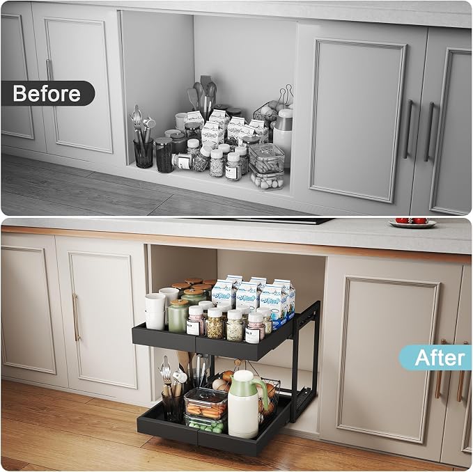 Golener 2-Tier Expandable Pull Out Cabinet Organizer, Cabinet Drawers, 16"D - Image 9