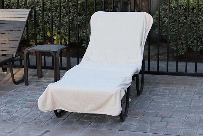 BC BARE COTTON Chaise Lounge Cover, Fitted Terry Cloth Turkish Cotton with Envelope Top, White, 90 x 29 Inches - Image 10