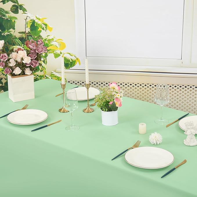 8 Pack Sage Green Polyester Tablecloth 90 x 156 Inch, 8 FT Rectangle Table Cloth,Stain and Wrinkle Resistant Washable Table Cover for Dining Tables, Buffet Parties and Wedding St. Patrick's Day - Image 7