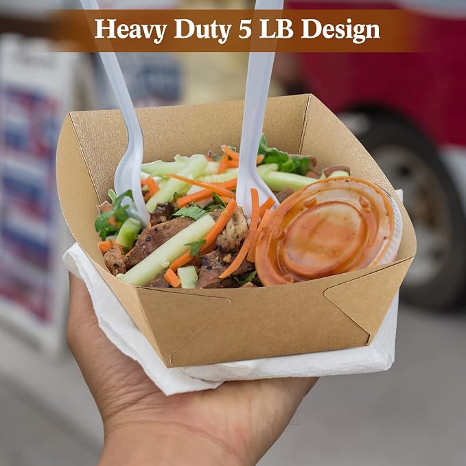Sherr 500 Pcs 5 lb Kraft Paper Food Trays Boats Bulk, Disposable Nacho Kraft Paper Food Serving Trays Brown for Nachos, Tacos, Fries, Hot Dog, Corn, Bbq, Festivals, Party (Natural) - Image 6
