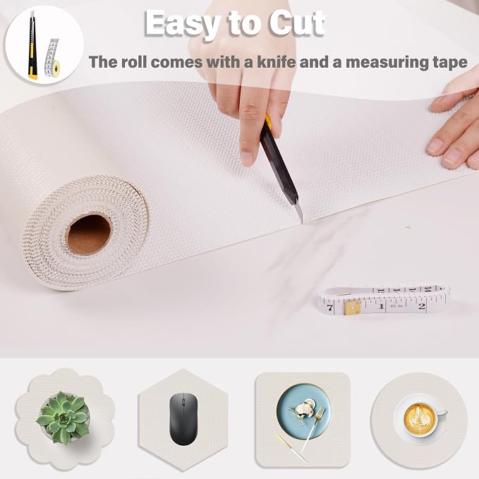 Shelf and Drawer Liners for Kitchen Cabinet,Non-Adhesive Cabinet Liners for Shelves,Non Slip Cupboard Liner Strong Grip Mats Protect Dresser,Shelf Paper-Off-White 17.5IN x 20FT - Image 7