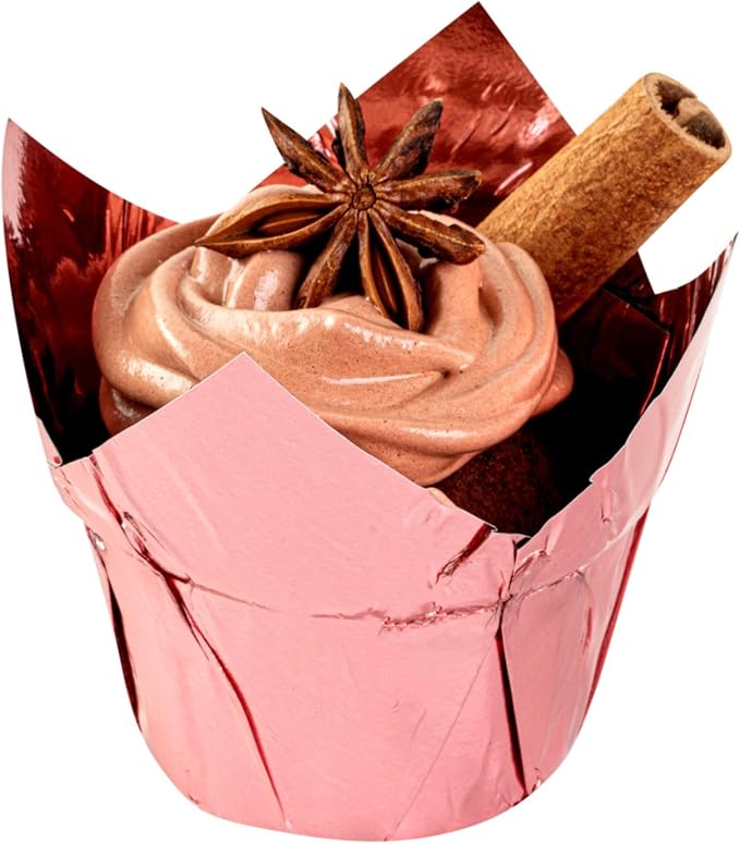 Restaurantware 3.9 oz Rose Gold Paper Foil Tulip Baking Cup, 500 Pack - Image 6