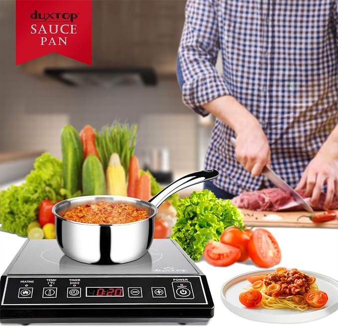 Duxtop Tri-Ply Stainless Steel Saucepan with Lid, 1.6 Qt Induction Pot - Image 7