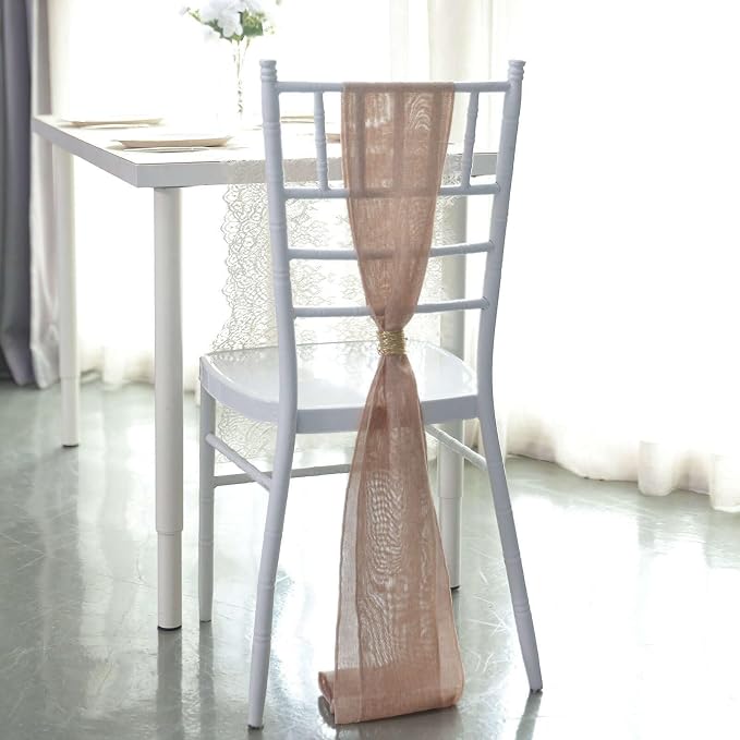 Efavormart 5 Pack | Dusty Rose Jute Faux Burlap Chair Sashes Covers, Boho Chic Linen Decor - 6"x108" - Image 8