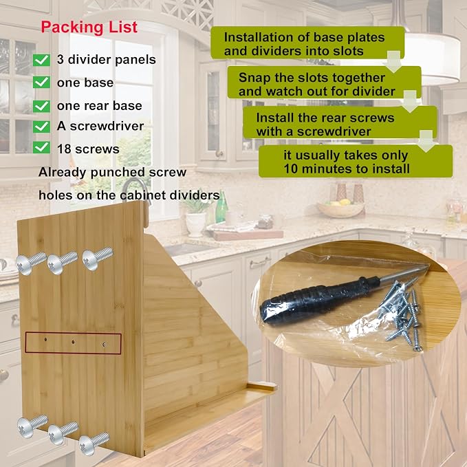 Tray Dividers for Kitchen Cabinets, 15.5in x22.5in x12in with 3 Dividers - Image 7