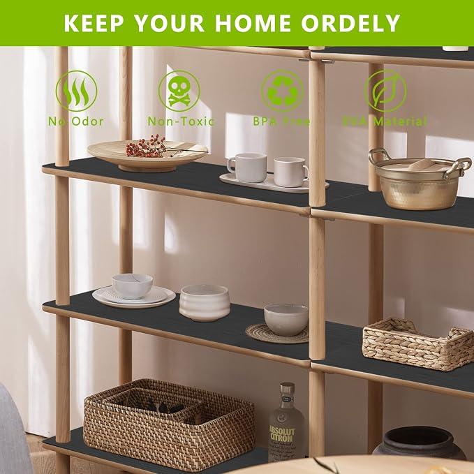Anze Shelf Drawer Liner for Kitchen Cabinets, Black, 11.8 x 78.7 in - Image 7