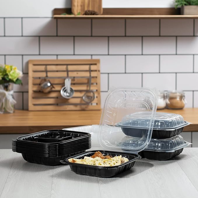 Karat Premium PP Hinged Container, Take Out Food Containers - Case (10.25"x9", 3 compartments) - Image 9