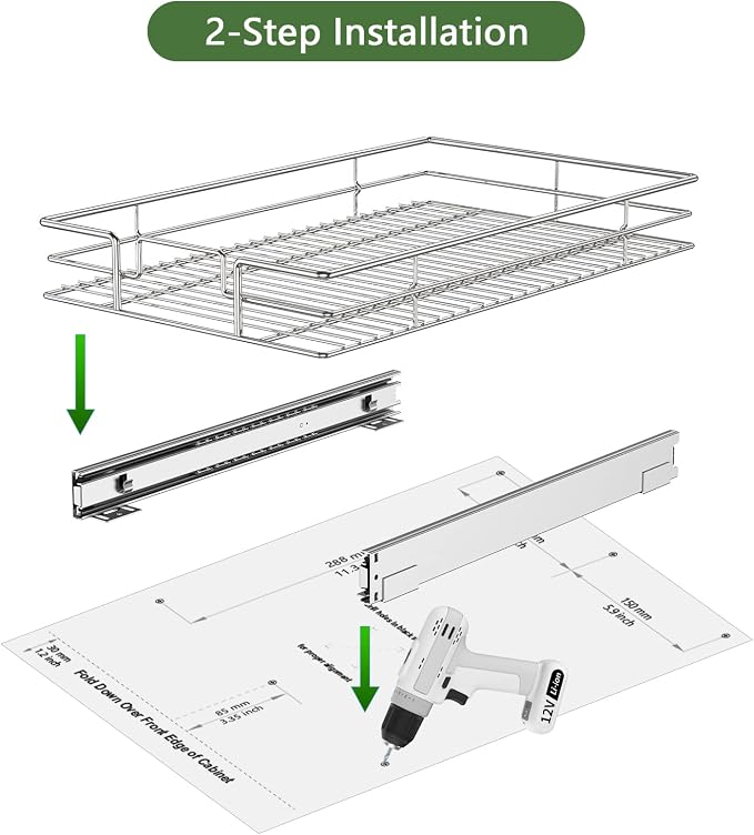 LOVMOR Pull Out Cabinet Organizer 28½" W x 21½" D, Kitchen Cabinet Pull Out Shelves Slide Out Storage - Image 8