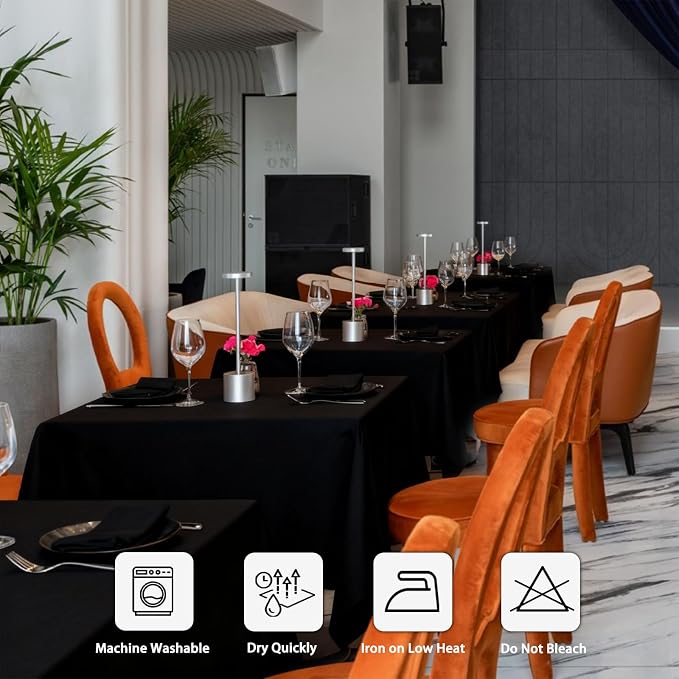 8 Pack Black Tablecloth 70 x 70 Inch Square - Image 7