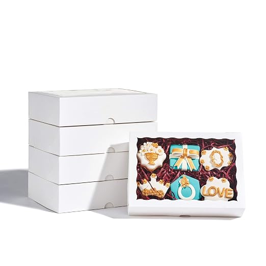 12PCS 10 x 7 x 2.5 inches Premium Fancy White Strawberry Boxes, Cookie Boxes, Elegant White Bakery Box with Display Window - Image 9