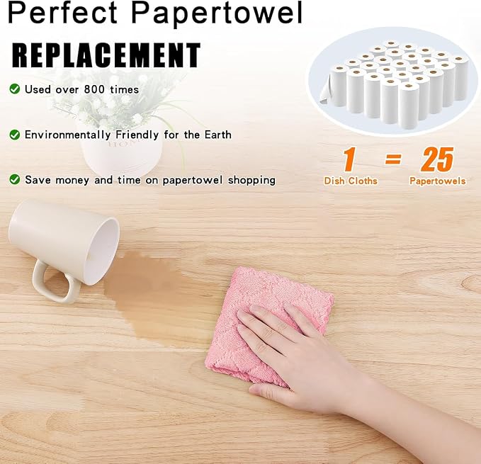 Homaxy 12 Pack Super Soft & Absorbent Dish Cloths, 10" x 10", Pink - Image 8