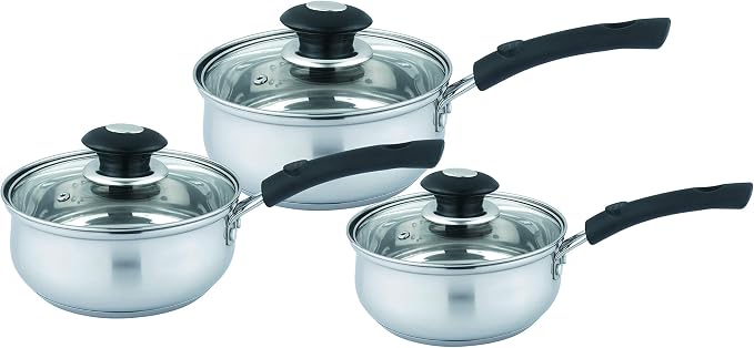 Uniware Stainless Steel Saucepan with Glass Lid for All Kitchen Use (1.0, 1.6 2.3 Quart Set) by UWUNIWARETHENAMEYOUTRUST