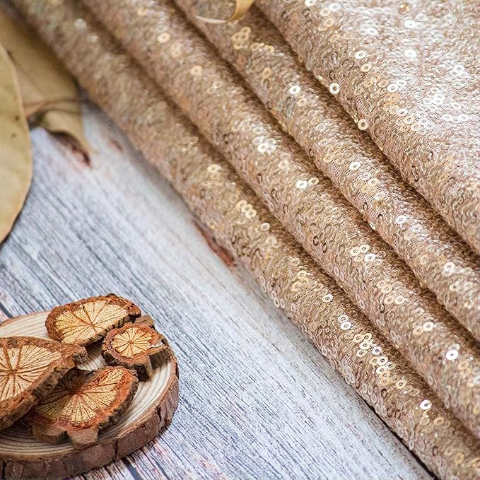 JYFLZQ Champagne Sequin Tablecloth Glitter Table Cover 60''x102'' Rectangle - Image 9