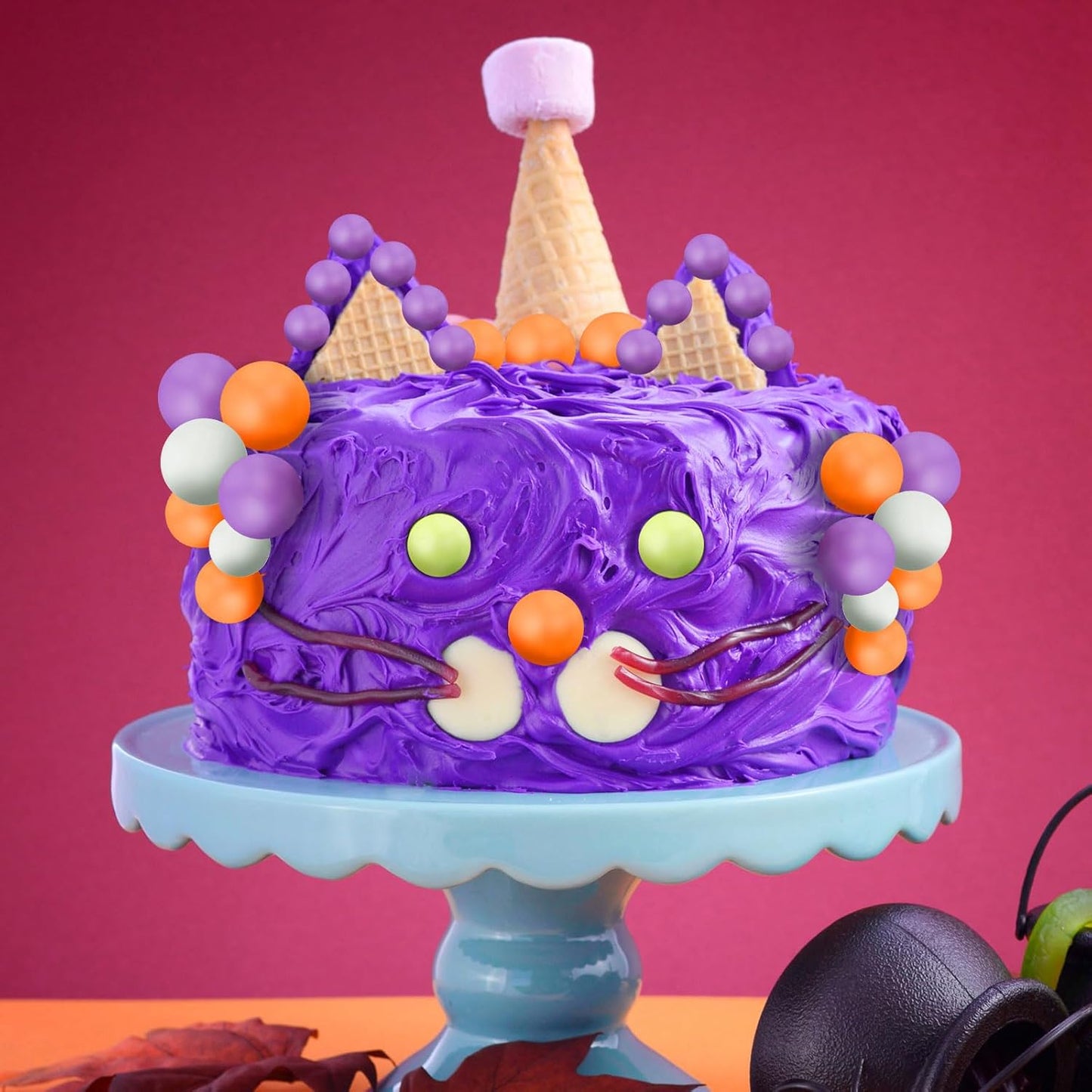 108 Pcs Balls Cake Topper DIY Cupcake Insert Foam Balloons for Cake Baking Wedding Anniversary Birthday Decoration(Purple Orange Black Green White,Multi Sizes)