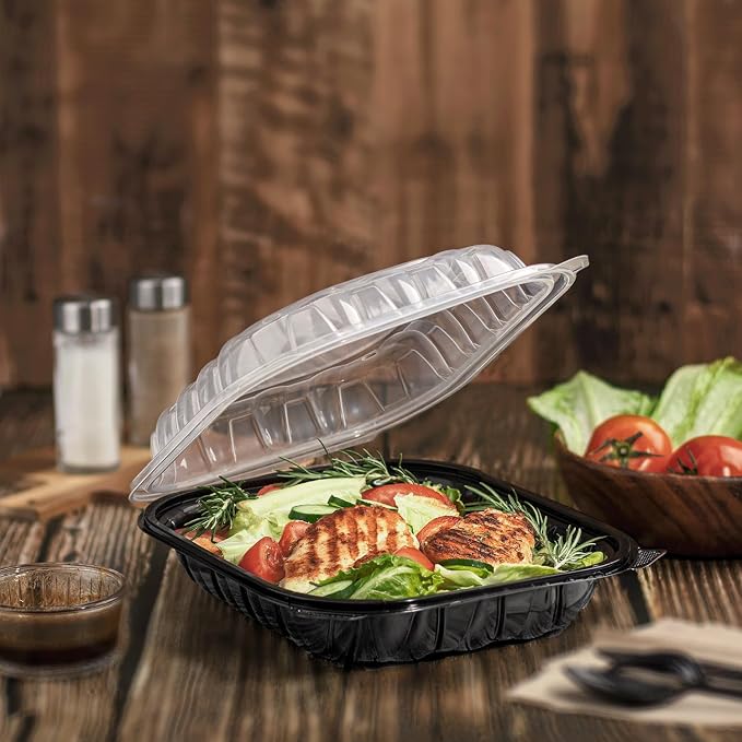 Karat Premium PP Hinged Container, 10.25"x9", 1 compartment, Take Out Food Containers - Case of 150 pcs - Image 8