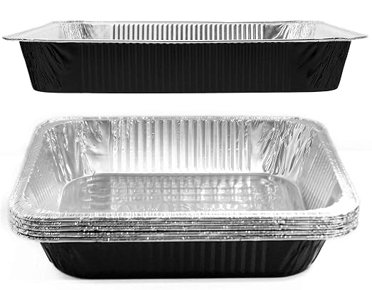 Tiger Chef Half Size Black Disposable Aluminum Foil Steam Table Baking Pans, 12.75in x 10.38in x 2.5in Deep disposable Chafing Pans 50-Pack - Image 3