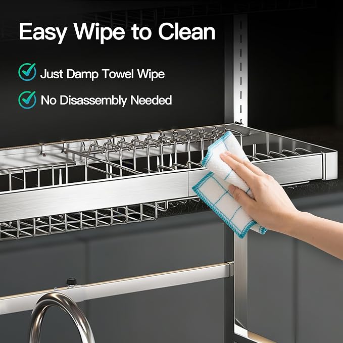 MAJALiS 3 Tier Extra Large Stainless Steel Over The Sink Dish Drying Rack - Image 9