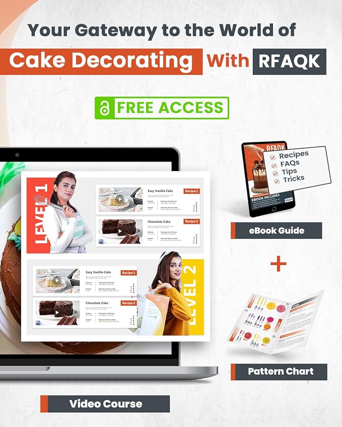 RFAQK 250 PCs Aluminum Cake Decorating Tools Kit with 12" Metal Turntable & Knife set-48 Numbered Icing Tips-3 Russian Piping Nozzles-Straight & Angled Spatula-Cake Leveler& Baking Supplies Tools - Image 6