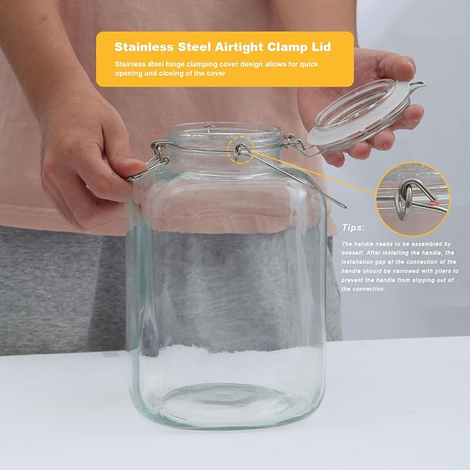 1 Gallon Airtight Glass Food Storage Jars Set of 2 with Lids, Extra Large Glass Storage Containers with Handle for Flour, Cereal, Coffee and Canning, Square Mason Jars with 8 Chalkboard Labels - Image 7