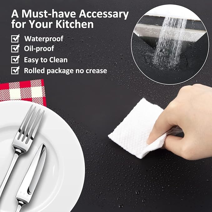Large Silicone Heat Resistant Mat, 78.7” x 15.7” Nonslip Silicone Placemat for Countertop Protector, Nonstick Waterproof Table Desk Saver Pad for Kitchen & Dining,Black - Image 7