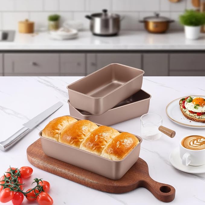 LIANYU 8 Pack Loaf Pans for Baking Bread 9x5In, Stainless Steel Meatloaf Baking Loaf Tins, Heavy Duty Metal Bakeware for Bread Cake Brownies, Non Stick & Easy Release, Rose Gold - Image 7