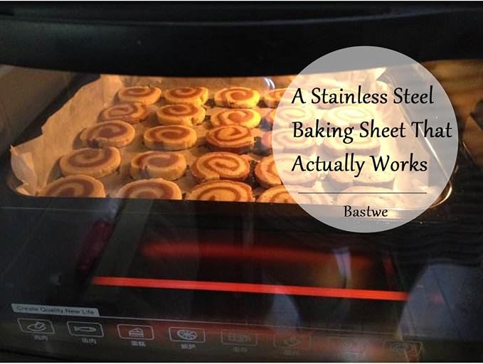 Baking Sheets Set of 5, Bastwe Stainless Steel Baking Pan Tray Cookie Sheet, Size 10 x 8 x 1 inch, Non Toxic & Healthy, Rust Free & Easy Clean - Image 7