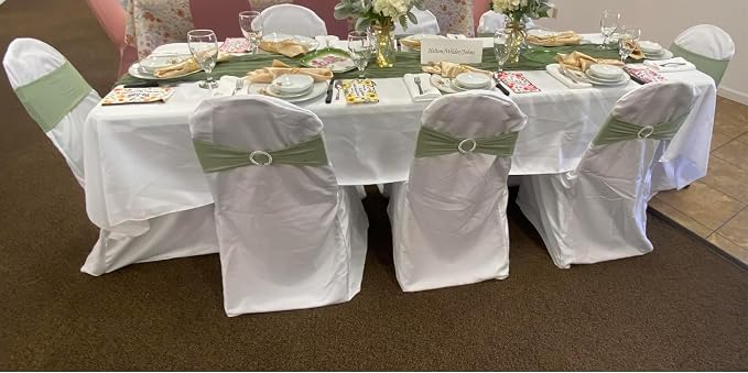 Sage Green Chair Sashes 100 Pack Spandex Chair Bands with Buckles for Wedding Party Birthday Bridal Shower Engagement Anniversary Outdoor Events Decorations - Image 7