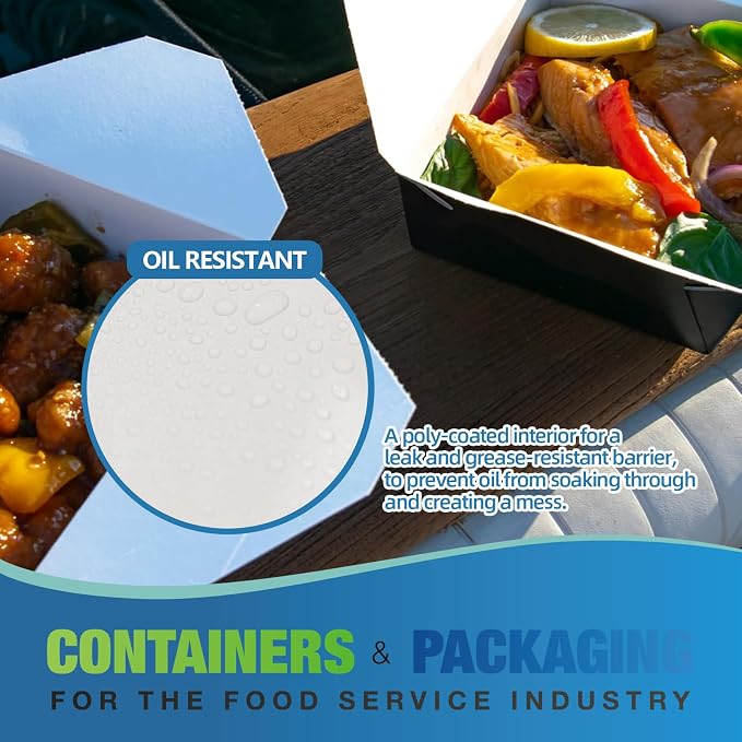 Paper Lunch Food Takeout Boxes, Black, 66oz, 200PCS - Image 5