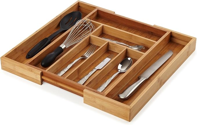 Heim Concept Drawer Organizer Bamboo Cutlery Tray Silverware Organizer/Utensil Holder, Drawer Dividers Organizer for Silverware, Flatware, Knives in Kitchen by Heim+Concept