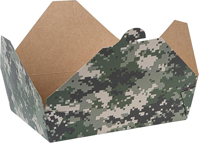 Restaurantware-Bio Tek 8.5 x 6.2 x 1.9 Inch Food Containers, 200 Durable Takeaway Boxes - Disposable, Sturdy, Camouflage Paper 49 Ounce Takeout Boxes, Rectangle, For Takeout And Delivery, Or Picnics - Image 16