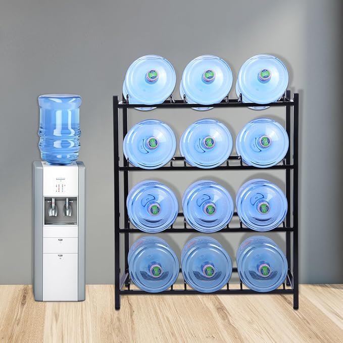 Nuogo 5 Gallon Water Jug Rack 5 Gallon Water Jug Holder Water Jug Holder Stand Heavy Duty Water Bottle Organizer Storage Rack Accessory for Home Room Kitchen (4 Tiers) - Image 7