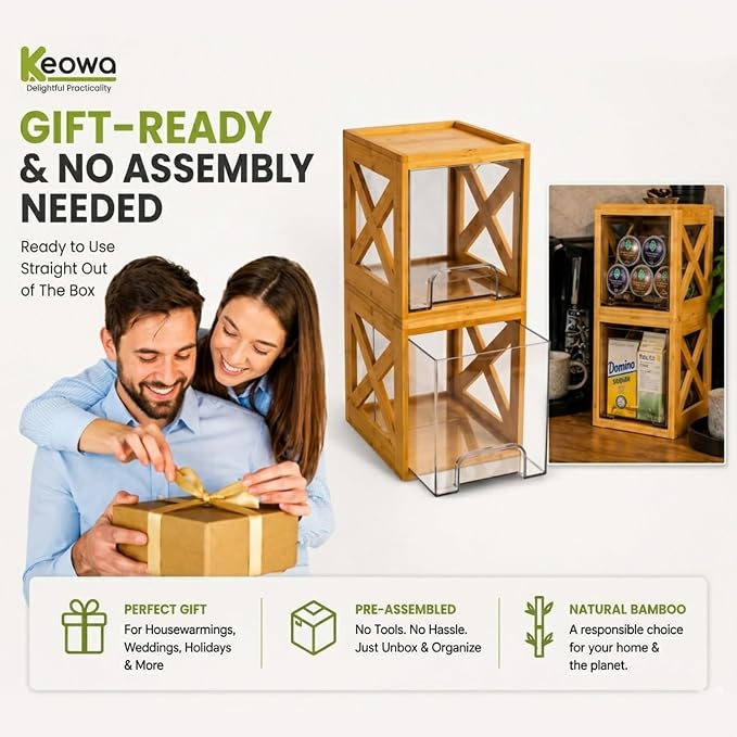 Bamboo Snack & Pantry Organizer, Stackable Pull-Out Drawers, 2 Pack - Image 8