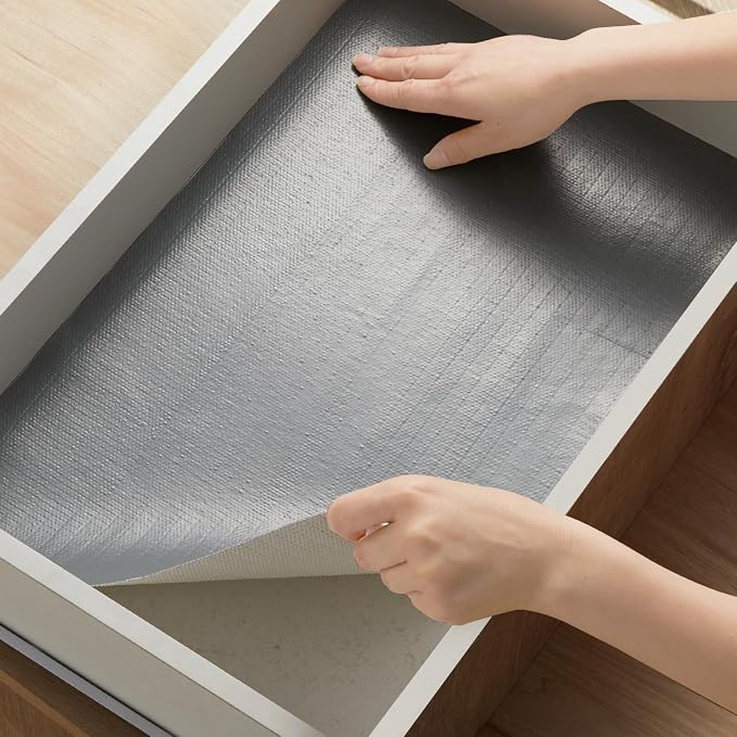 Viseeko Shelf and Drawer Liner for Kitchen Cabinet, Grey, 12in x 20ft - Image 9