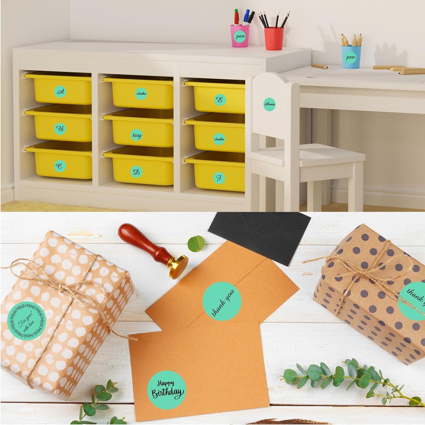 starboling Thermal Labels,2 Inch Cyan Round Thermal Printer Stickers,Self-Adhesive Round Direct Thermal Labels,Thermal Stickers for DIY Logo Design,Name Tag (500/Roll)