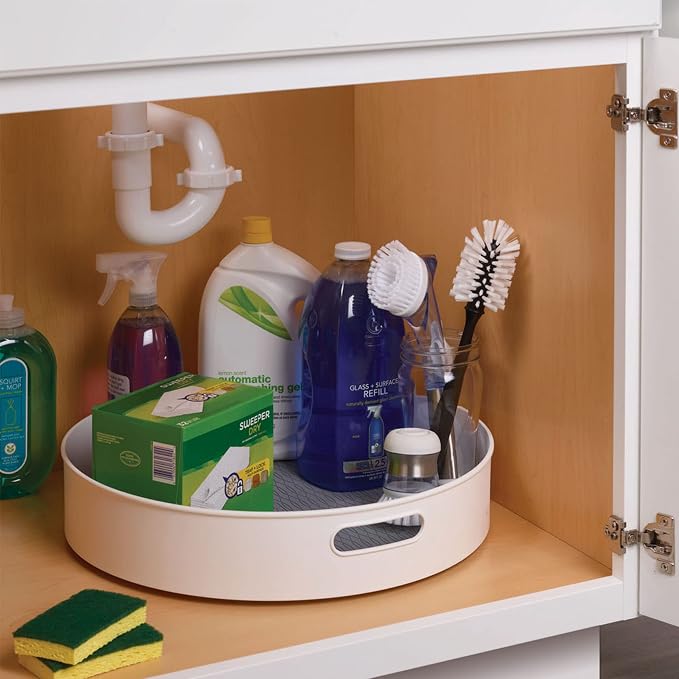 Copco Under-Sink Pantry and Cabinet Organizer, 18-Inch, Revolving Storage Solution, White and Gray - Image 7