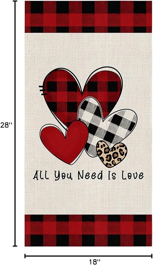 Kitchen Towels,Microfiber Cleaning Cloths, Valentine's Day Love Heart Red Black Buffalo Plaid Soft Dish Towels for Kitchen, 1 Piece Absorbent Reusable Dish Towels,Tea Towels,Bar Towels,18x28 Inch - Image 7
