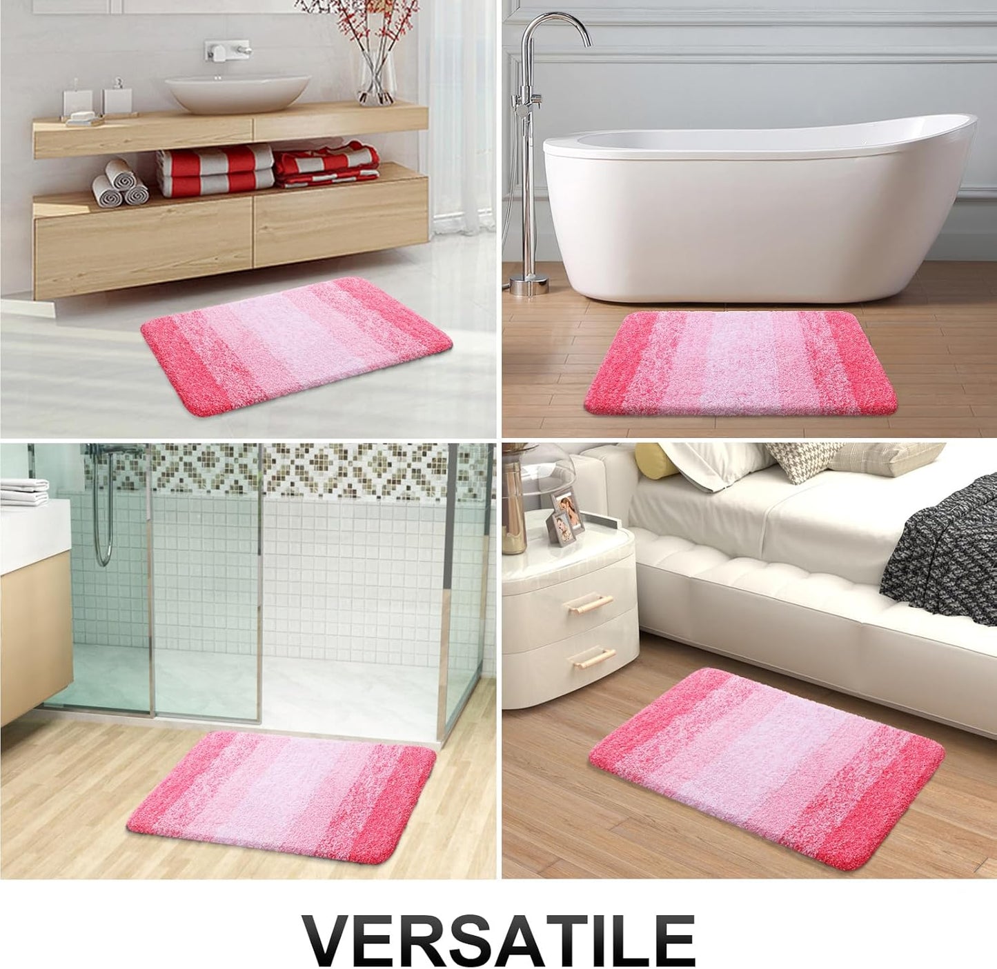 OLANLY Bathroom Rugs Mat 36x24, Extra Soft Absorbent Microfiber Bath Rugs, Rubber Backing, Quick Dry, Machine Washable Bath Mats for Bathroom Floor, Tub and Shower, Home Decor Accessories, Pink