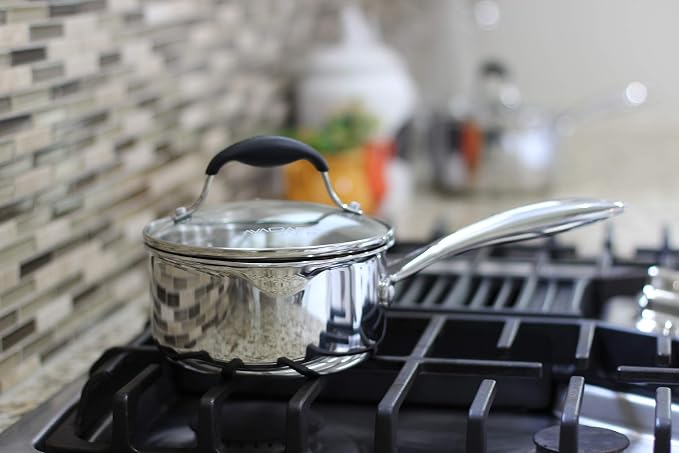 AVACRAFT Tri-Ply Stainless Steel Saucepan with Glass Strainer Lid, Two Side Spouts, Ergonomic Handle, Multipurpose Sauce Pan with Lid, Sauce Pot, Cooking Pot (Tri-Ply Full Body, 1.5 Quart) - Image 8